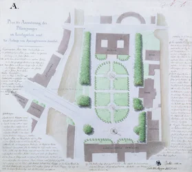 A Lustgarten újratervezése, 1828 (wc, toll és tinta papíron)