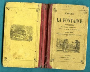 A Fables de la Fontaine című könyv borítója, amelyet Karl Girardet, Mame in Tours illusztrált