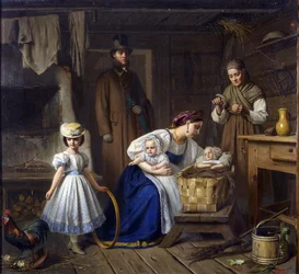 Nedves nővér meglátogatta beteg gyermekét Wenignél, Karl Bogdanovichnál (1830-1908)