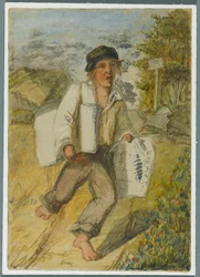 Newspaper Boy, 1864 (wc fekete média aláhúzással)
