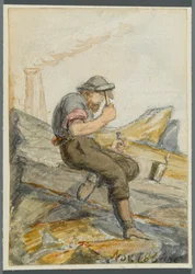 Kőmunkás, 1864 (wc fekete média alárajzolással)