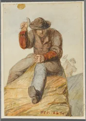 Kőmunkás, 1864 (wc fekete média alárajzolással)
