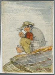 Kőmunkás, 1864 (wc fekete média alárajzolással)