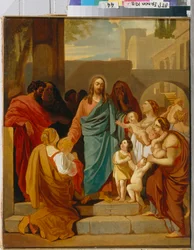 Krisztus áldja a gyermekeket – Karl Pavlovich Briullov (Briullov) (1799-1852) festménye, olaj, vászon