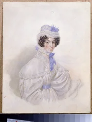 Anna Boriszovna Bakunyina (1802-1835) portréja. Karl Pavlovich Briullov (Bryullov) (1799-1852) munkája, akvarell papíron