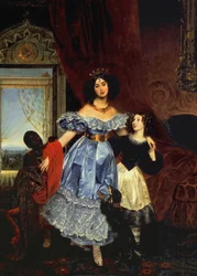 Julia Szamojlova grófnő portréja mostohalányával, Amazillia Pacinivel és egy fekete fiúval, 1832-1834
