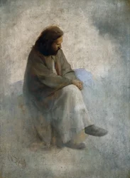Önarckép Krisztusként, Diefenbach, Karl Wilhelm (1851-1913). Olajfestmény