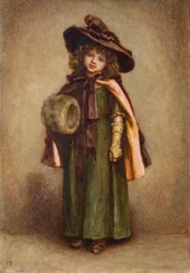Kislány Muffal (akvarell)
