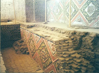 A piramis belseje, valószínűleg egy templomkomplexum, amelyet a Moche nép épített, Kr.u. 200-500 körül (fotó) (részleteket lásd 138729)