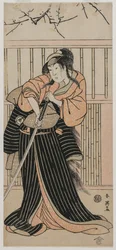Iwai Hanshiro IV. színész, mint fiatal nő karddal, 1791.