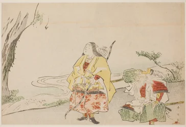 Jingu császárnő (balra) és minisztere, Takenouchi no Sukune (jobbra)