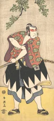 A második Ichikawa Monnosuke kimonóba öltözött férfiként, kb. 1793.