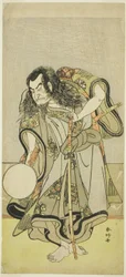 Nakamura Nakazô I. színész mint Shunkan szerzetes a "Kirándulás fenyőcsemetéket szedni az újév patkánynapján" ("Hime Komatsu Ne no Hi Asobi") című filmben.