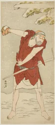 Onoe Matsusuke I. színész, mint kolduló szerzetes a "Kurtizán" című filmben: Kerria Roses at Ide" ("Keisei Ide no yamabuki")