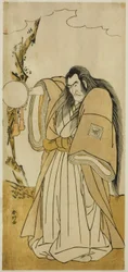 Ichikawa Danzo IV. színész mint Shutokuin a Tokimekuya O-Edo no Hatsuyuki című darabban, amelyet a Morita Színházban adtak elő 1780 tizenegyedik hónapjában.