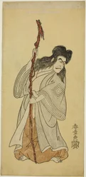 IV. Ichikawa Danjuro színész, feltehetően Tenjiku Tokubei szerepében a „Tenjiku Tokubei Turns the Helm to home to (Tenjiku Tokubei Kokyo no Torikaji)” című darabban, amelyet a Nakamura színházban mutattak be 1768 nyolcadik hónapjában.