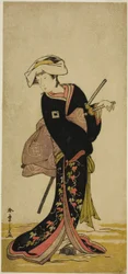IV. Ichikawa Danzo színész Tonase szerepében a Kanadehon Chushingura című darabban, amelyet a Morita Színházban mutattak be a harmadik hónapban, 1781