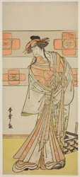 II. Ichikawa Monnosuke színész, mint a renegát szerzetes Seigen szelleme az Edo no Hana Mimasu Soga című darabban, a Nakamura Színházban a második hónapban, 1783
