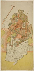 Ichimura Uzaemon IX színész a Sárkánykirály megtestesüléseként a Saki Masuya Ume on Kachidoki című darabban, amelyet az Ichimura Színházban adtak elő 1778 tizenegyedik hónapjában