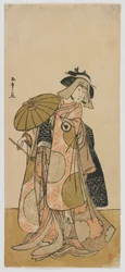 A színész, Iwai Hanshiro IV, mint utazó, Edo-korszak, 1790 körül (színes fatömbnyomat)