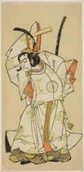I. Nakamura Nakazo színész Koreakira (?) herceg szerepében a Gohiiki Kanjincho című darabban, a Nakamura Színházban a tizenegyedik hónapban, 1773