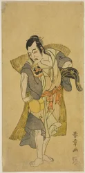I. Nakamura Utaemon színész, mint Kudo Suketsune Koldusnak álcázva a Soga Moyo Aigo no Wakamatsu című darabban, a Nakamura Színházban az első hónapban, 1769