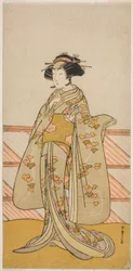 I. Yoshizawa Iroha színész Tamamo no Mae (?) szerepében a Sakuya Kono Hana no Kaomise (?) című darabban, a Nakamura Színházban (?) a 11. hónapban, 1776 (?)