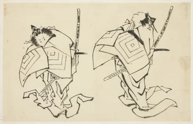 Danjuro V vagy VI, Kabuki színész, Arigotóban Szerep (két tanulmány), 1815-1849 körül (tinta papíron)