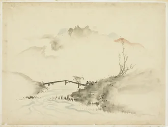 Táj a Farmer Crossing híddal, 1615-1868 (tinta és szín papíron)
