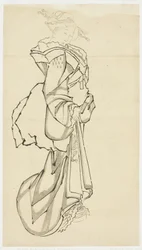 Sétáló kurtizán (tanulmány), 1815-1849 körül (tinta papíron
