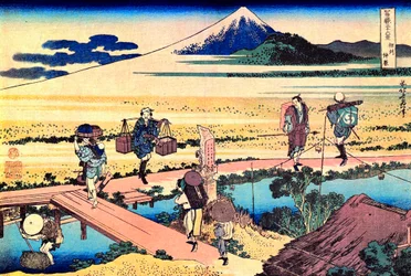 36 vues du Mont Fuji, Japon: vue de Nakahara dans la province Sagami, Japon - Estampe de Katsushika Hokusai (1760-1849) (ecole ukiyo-e) 1830-1833 Állami A Puskin Szépművészeti Múzeum, Moszkva