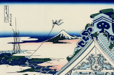 Asakusa Honganji templom a keleti fővárosban (Edo), 1830 körül (fatömbnyomat)