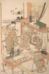 Kínai fiúk, akik írni és festeni tanulnak, kb. 1785.