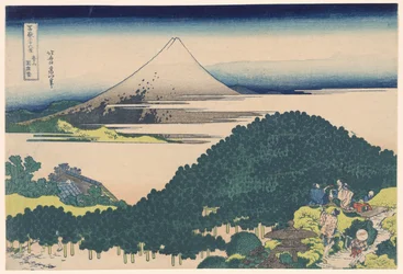 Párnafenyő Aoyamában (Aoyama Enza no matsu), a "Harminchat kilátás a Fuji-hegyre (Fugaku sanjurokkei)" sorozatból