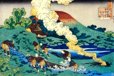 A Száz költő száz versei sorozatból: Kakinomoto no Hitomaro, c1830.