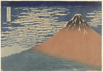 Fuji hegy tiszta időben (Vörös Fuji néven is ismert), 1830 körül (fatömbnyomat)
