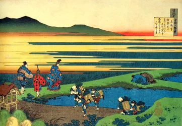 Serie de cent poems de cent poetes : ""Sanji Hitoshi"" Paysage Estampe de Katsushika Hokusai (1760-1849) (ecole ukiyo-e) vers 1830 State Hermitage Saint Petersbourg