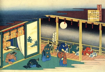 Centversek sorozata de cent poetes : ""Sanjo"" Estampe de Katsushika Hokusai (1760-1849) (ecole ukiyo-e) vers 1830 State Hermitage Saint Petersbourg