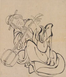 A Samisen hangolása, 18. század vége-19. század eleje.