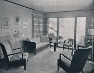 "Howard T. Fisher által Miss Ruth Page számára tervezett ház nappalija", 1935