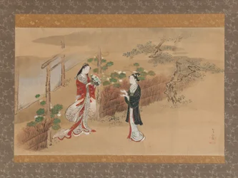Esti arcok Yugao fejezet a Genji Genji monogatari meséjéből, 18. század.