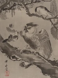 Kismadarak által kigúnyolt bagoly, kb. 1887.