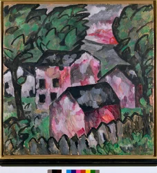 Táj vörös házakkal Kazimir Severinovich Malevich (Malevich, Malevich) festménye (1878-1935) V 107x106 cm 1910 V Kunstmuseum Bale