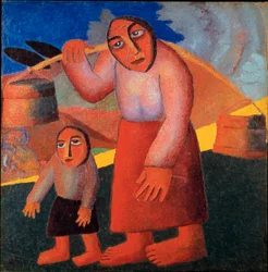 Vödrös paraszt Kasimir Malevic (Malevics, Malevich) festménye (1878-1935) 1911 V. 173x73 cm Amszterdam, Stedelijk Múzeum