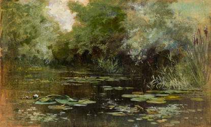 Tó liliomokkal (olaj, panel)
