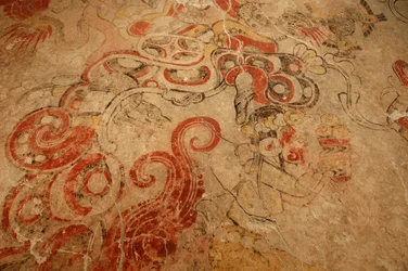 Az alvilág barlangjának szája, a Virághegy bejárata, Maya; Maya falfestmények; San Bar..., 2002 (fénykép)