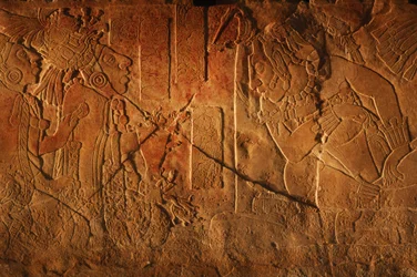 Templom 19 trónpad, Palenque, Mexikó, Akhal Mo Nab faragása, 2005 (fotó)