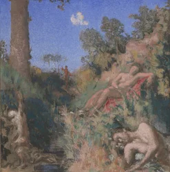Fürdőzők, 1903 körül (pasztell és akvarell kartonon)