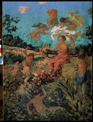 ""Fete champetre, ete"" (vidéki fesztivál, nyár) Ker-Xavier (Ker Xavier) Roussel festménye (1867-1944) 1911-1913 Nabis Moszkva, Puskin Múzeum