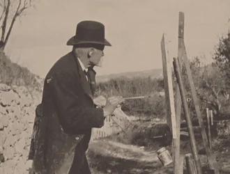 Paul Cézanne festménye a Les Lauves-ban, 1906.